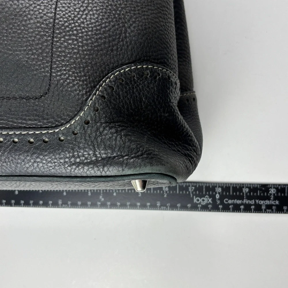 Vtg Y2K Coach‎ Hampton Pebble Leather Tote Black Leather 5749 Brogue Tassel